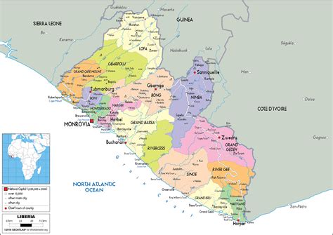 Liberia Map (Political) - Worldometer