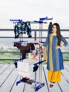 TNC Steel Floor Cloth Dryer Stand Movable & Foldable Heavy Stainless ...