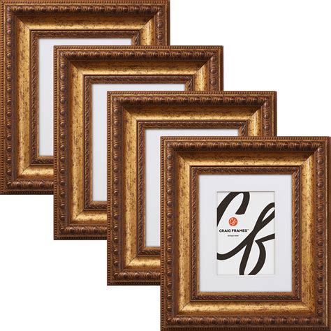 Craig Frames Arqadia Gothic, 10x12 inch Aged Gold Picture Frame Matted ...