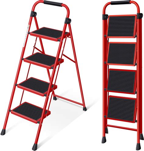Werner 374 Single Sided Step Ladder with Pail Shelf, 300 Lb, 3 in, 3 in ...