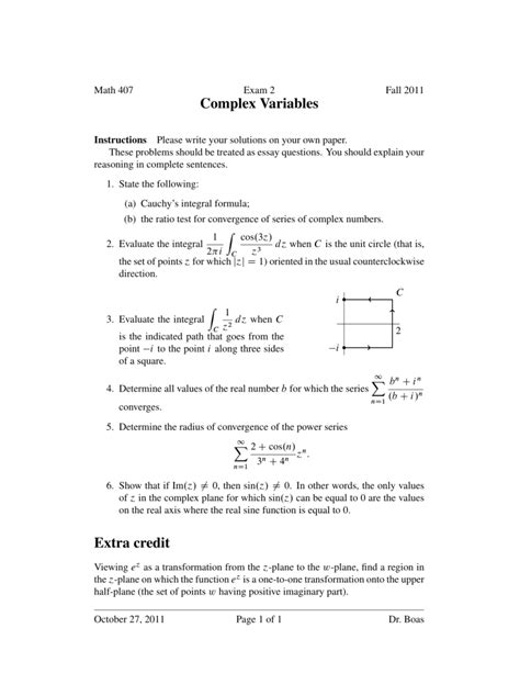 Image result for Complex Variables Exercise