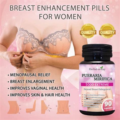 Pueraria Mirifica 5000mg Capsules - Natural Breast Enhancement & Menopause Relief - 90 ...