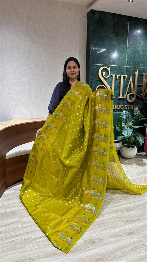 Paper silk buti border – Sitah Ethnic Studio