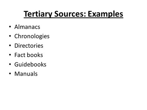 TERTIARY SOURCES