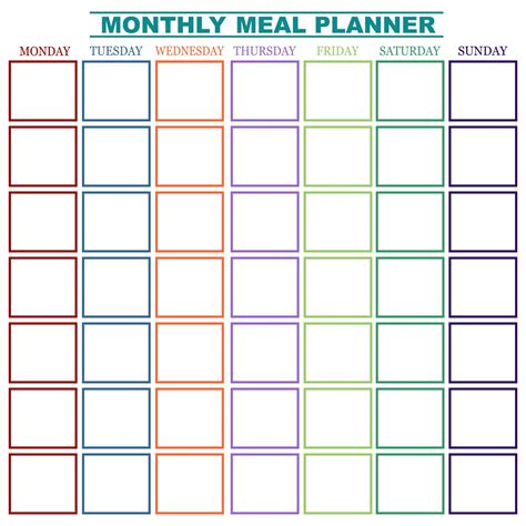 Free monthly meal planner printable - mensalert