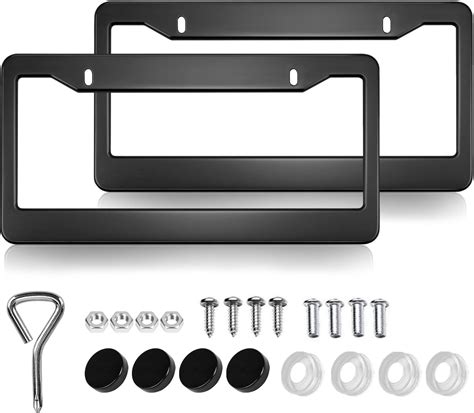 Amazon.com: License Plate Frames Kit, 2 Pack Widened Matte Black Universal Car License Plate ...