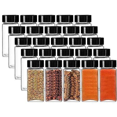 WHISKET - Glass Spice Jars Square Glass Bottles (120 ML Each Bottle)(24 ...