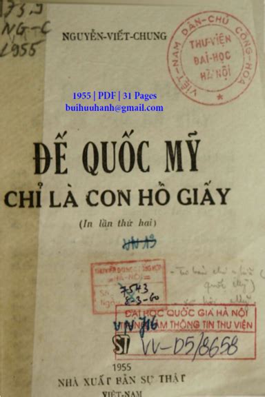 Đế Quốc Mỹ Chỉ Là Con Hổ Giấy (NXB Sự Thật 1955) - Nguyễn Viết Chung ...