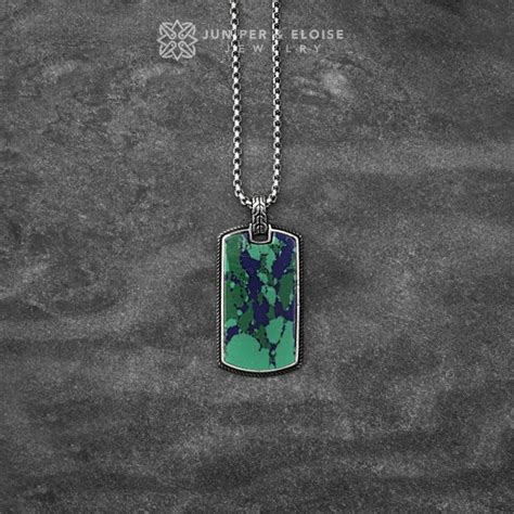 Men's Silver Tag Necklace With Red Jasper Finish