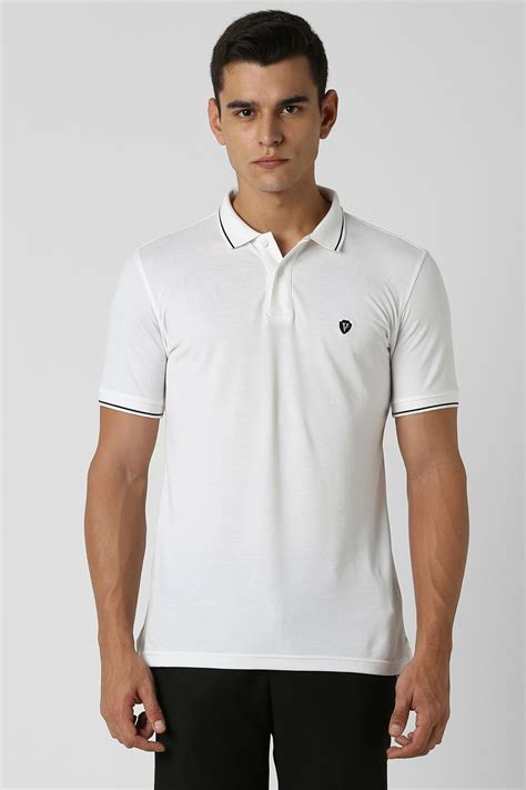Buy Men White Solid Polo Neck T-shirt Online - 267368 | Van Heusen