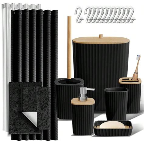 20PC Bamboo Bathroom Accessory Set - Complete Bathroom Accessory Set ...