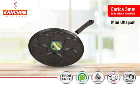 Buy KANCHAN Enrica Mini Utappam Non-Stick Tawa, 3.0mm Series,-7 Cavity ...
