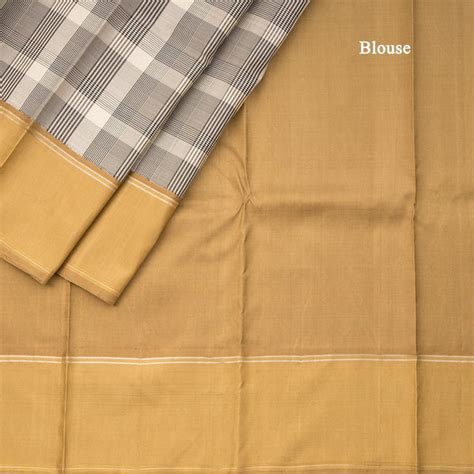 Black Checked Silk Saree With Golden Border – Kumaran Silks