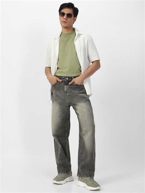 Men's Grey Loose Baggy Fit Washed Jeans Non-Stretchable – Urbano Fashion