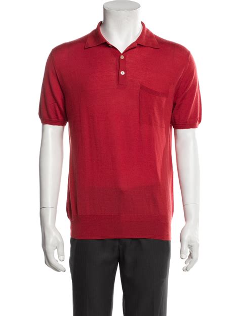 Prada Cashmere Collar Polo Shirt - Red Polos, Clothing - PRA1103996 ...