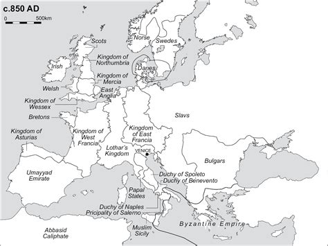 Maps of medieval Europe in: International law in Europe, 700–1200