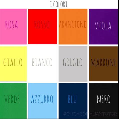 Colors In Italian Language - Preschool Coloring Printables