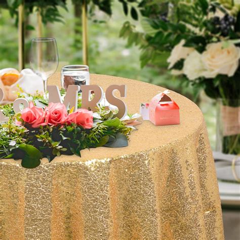 Amazon.com: DUOBAO Gold Sequin Tablecloth Round 60 Inches Shimmer Gold ...