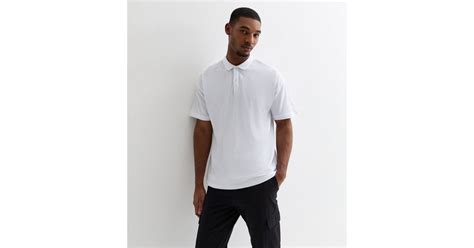 White Piqué Cotton Oversized Polo Shirt | New Look
