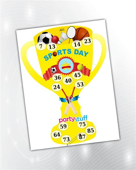 PartyStuff Sports Theme Tambola Housie Tickets - Sports Day Trophy ...