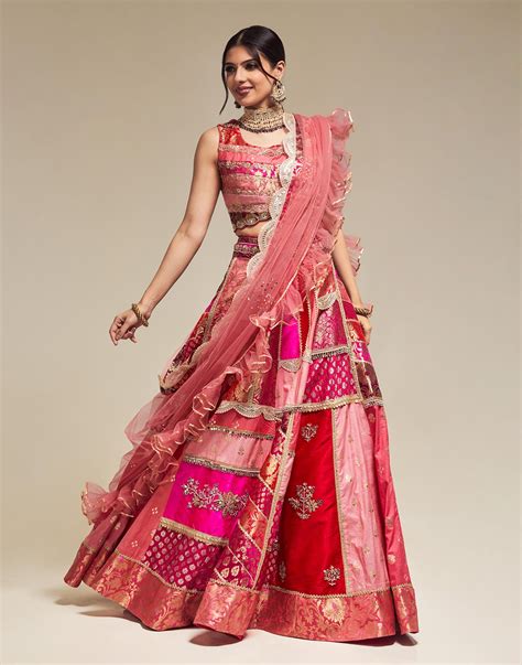 Buy Vibrant Patchwork Multi Hued Lehenga Set online – Roopkala