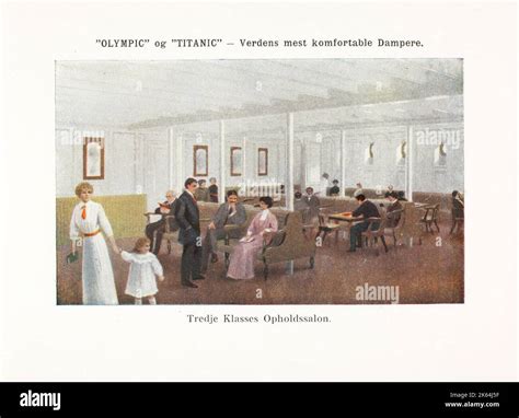 Third Class Passenger Lounge on the RMS Titanic. Illustration from a ...