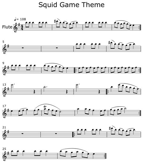 Squid Game Theme - Sheet music for Flute