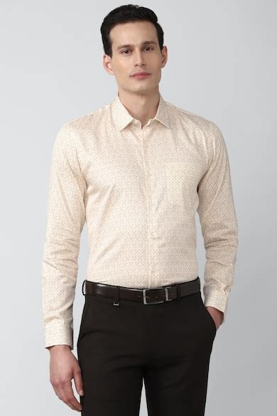 Buy Men Cream Slim Fit Full Sleeves Formal Shirt Online - 755690 ...