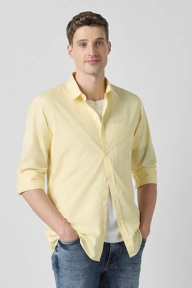 Buy Men Yellow Slim Fit Solid Full Sleeves Casual Shirt Online - 906254 ...