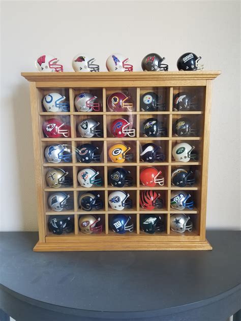 Hickory mini football helmet display case : r/woodworking