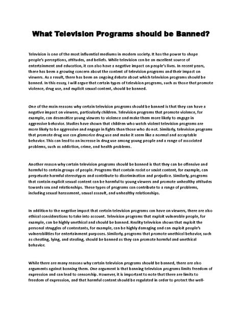What television programs should be banned - What Television Programs ...