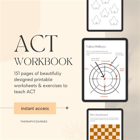 ACT Therapy Worksheets: Acceptance & Commitment, Values, Exercises, To ...