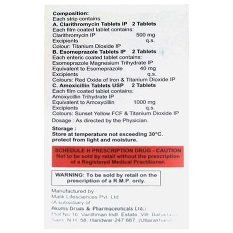 Buy Esogress-HP Forte 500 mg/40 mg/1000 mg Combikit online | Uses, Side ...