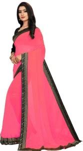 Pink Sarees With Golden Border - Buy Pink Sarees With Golden Border ...