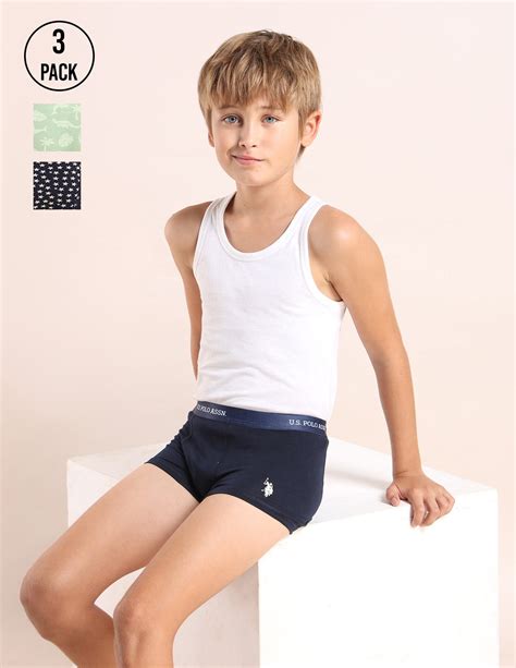 Boys Mid Rise Cotton Spandex Trunks - Pack Of 3 – U.S. Polo Assn. India