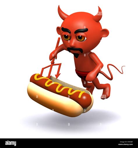 3d render of a devil with a giant hot dog Stock Photo - Alamy