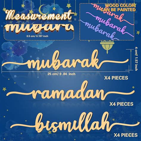 Queekay 12 Pieces Ramadan Wood Sign Ramadan Mubarak Plate India | Ubuy