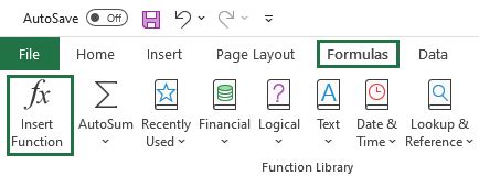 Image result for Using Insert Function Option From Formulas Tab