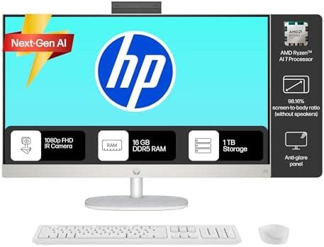 HP Next Gen AI AIO, AMD Ryzen AI 7 350, 50 Tops,(16GB DDR5,1TB SSD) IPS ...