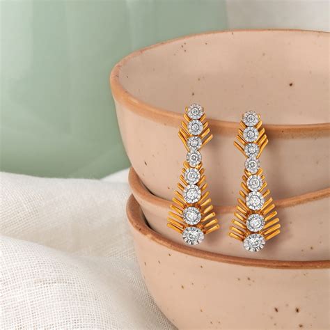 Ethereal Diamond and Gold Drop Earrings