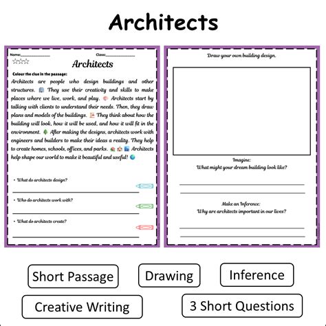 Architects | Short Reading Comprehension Creative Worksheet ...
