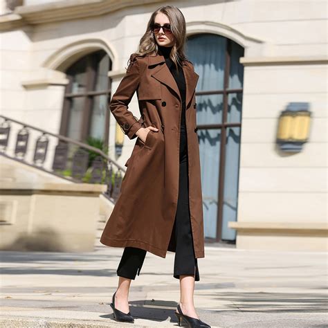 Custom Brown Double Breasted Belted Trench Coatwomen Long - Etsy Canada