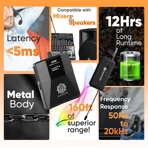DIGIMORE Wireless Microphone System | Cordless Microphone with Headset ...