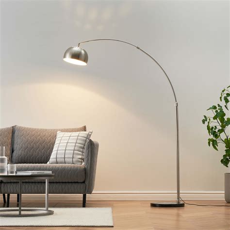 Curved floor lamp with bell-shaped metal shade - Miguel