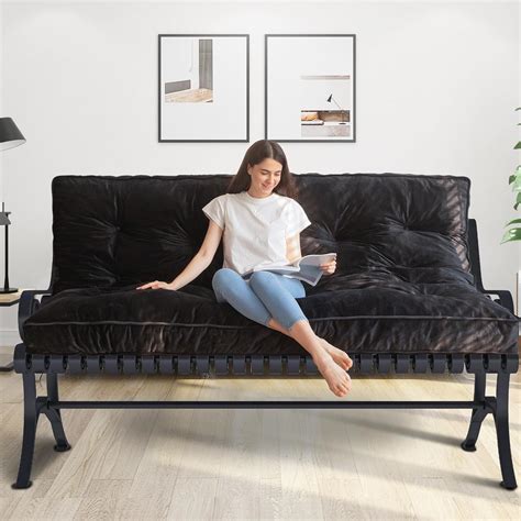 Amazon.com: MAXYOYO 6" Futon Mattress Full Size, Velvet Thick Futons ...