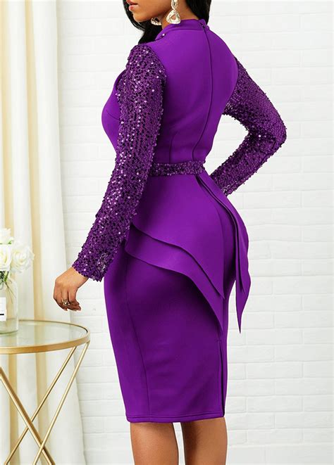 Sequin Detail Purple Peplum Waist Dress | Rotita.com - USD $36.87 ...