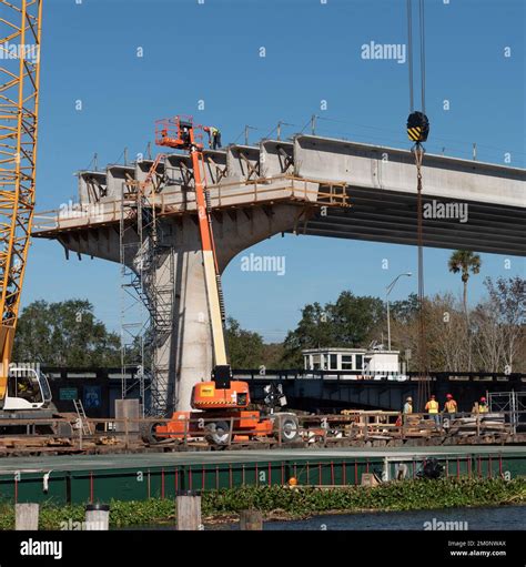 DeLand, Florida, USA. 2022. Construction work to build a new concrete ...