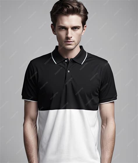 Premium AI Image | young man wearing a black and white polo shirt