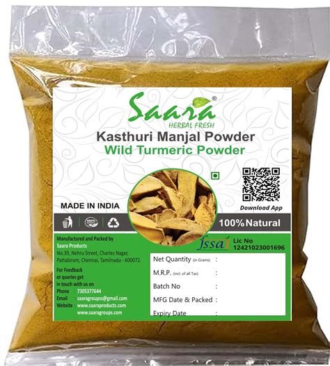 Saara HERBAL FRESH Kasturi Manjal Powder, 400 grams Wild Turmeric Root ...