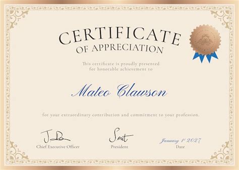 Vintage appreciation certificate template vector, professional design ...